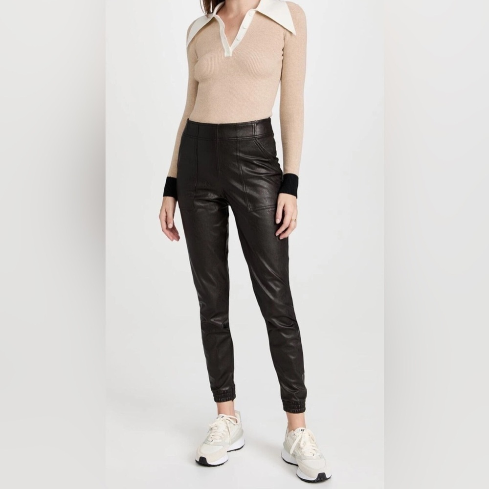 Spanx Faux Leather High Rise Jogger In Black, Size M